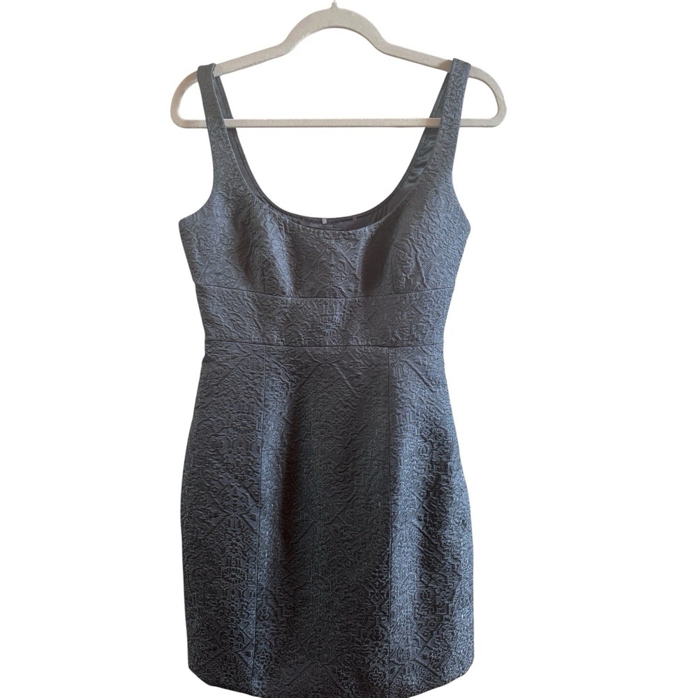 Elie Tahari Gray Jacquard Sleeveless Dress Silk Wool Blend *No Size Tag Smaller